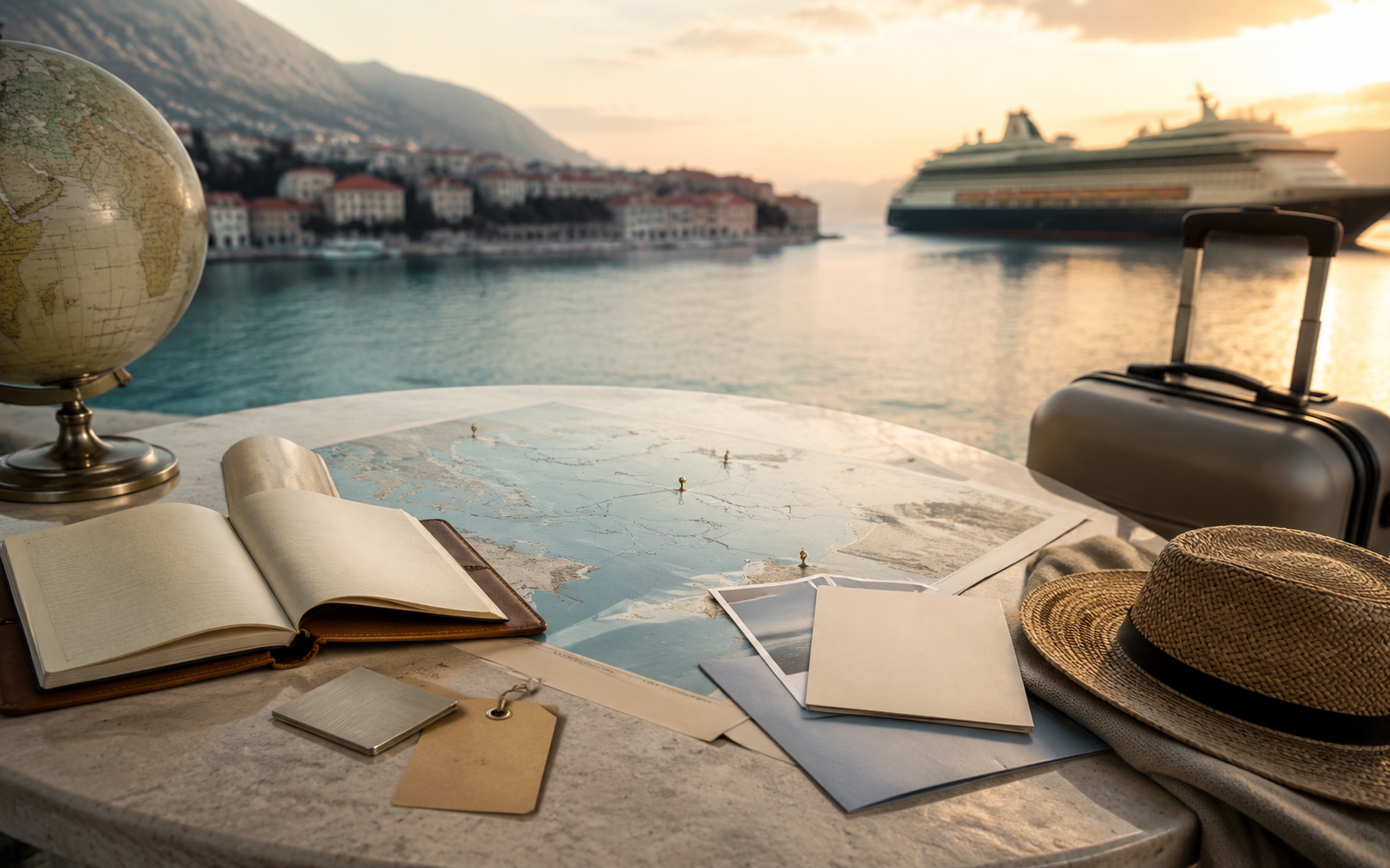 Cruise ship approaching a northern port